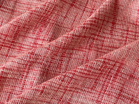 手織り綿で仕立てたノーカラージャケット ボレロ風 ピンク系 5枚目の画像