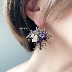 mini ブーケドライフラワーピアス/イヤリング ピアス（フック