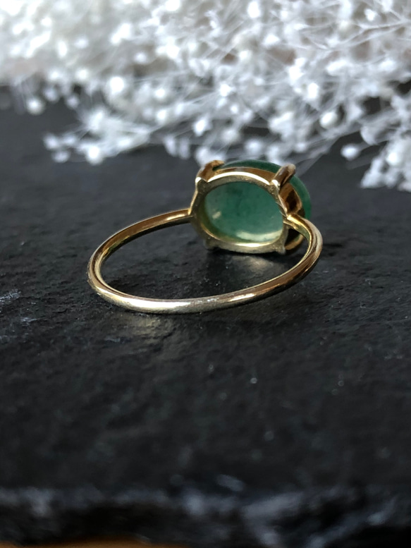 高品質silver925 18KGP綠色東陵石戒指天然石戒指戒指尺寸可調整 第3張的照片