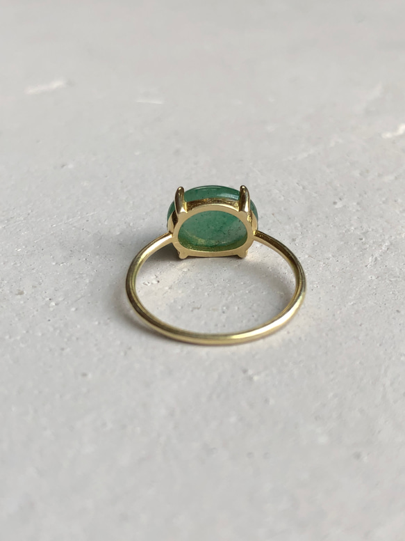 高品質silver925 18KGP綠色東陵石戒指天然石戒指戒指尺寸可調整 第6張的照片
