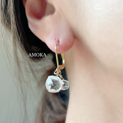 宝石質クリスタルAAA ダイスカット フレンチフックピアス/イヤリング 