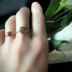 [出售一套 2 個] silver925 18KGP 碧璽石英戒指 x 石榴石戒指天然石戒指尺寸調整 第4張的照片