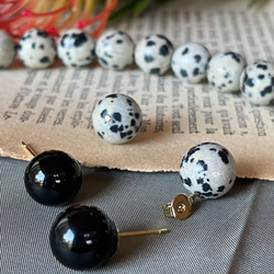 Dalmatian jasper &  Black onyx ピアス 10枚目の画像