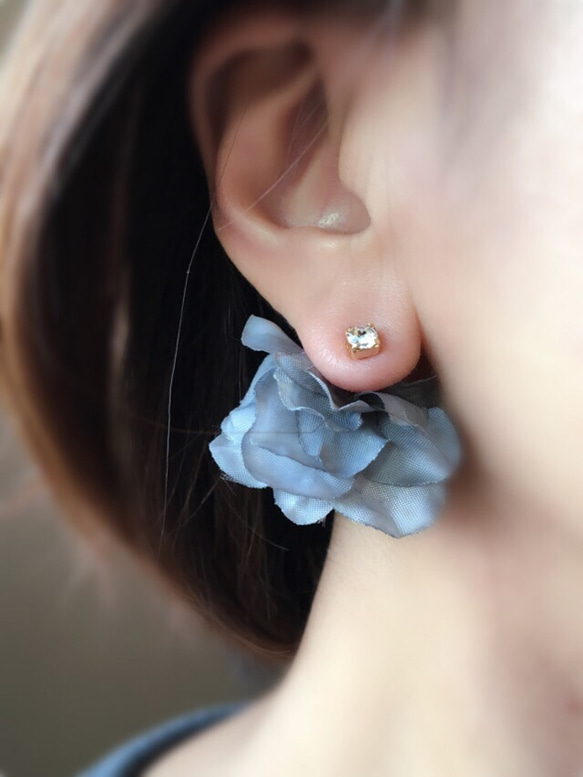Salvia藍色花朵耳環 第2張的照片