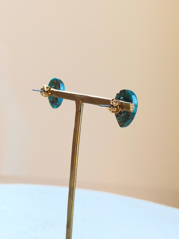 銅綠松石耳環/耳環 第3張的照片