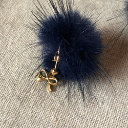 Bijoux緞帶皮草耳環/耳環 第3張的照片