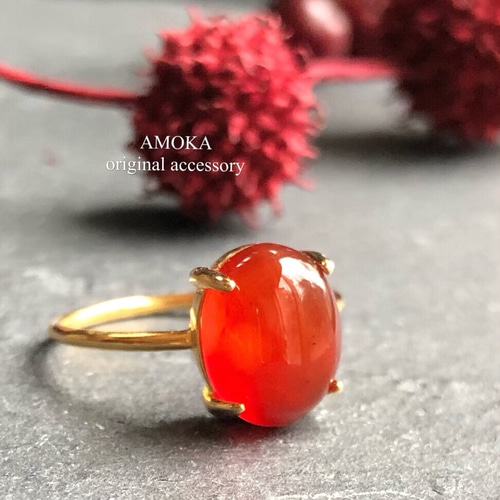 silver925 18kgp レッドアゲート リング 指輪 指輪・リング AMOKA 通販