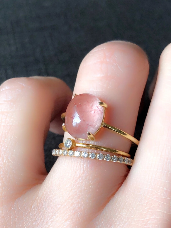 silver925 18KGP珠寶質量粉紅色Epidote戒指天然石戒指戒指 第1張的照片