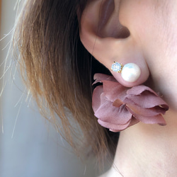 施華洛世奇和栗色花朵耳環/耳環 第2張的照片