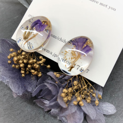 Hydrangea and flower cabochon ドライフラワーピアス/イヤリング　　卒業式　卒園式　入学式　 9枚目の画像