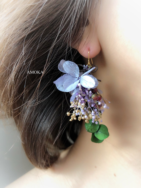 lilas lilas乾燥花耳環/耳環 第1張的照片