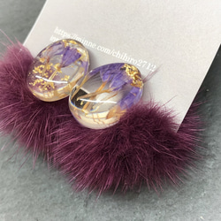 flower cabochon and far ピアス/イヤリング 1枚目の画像