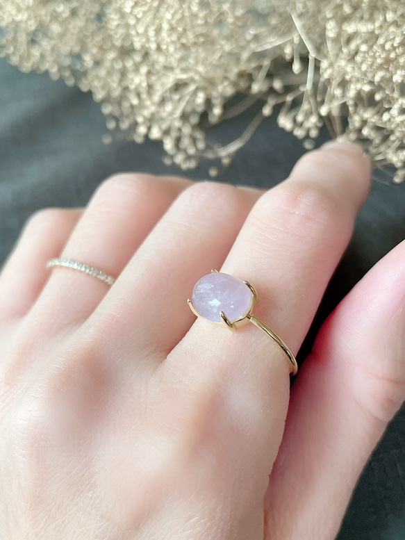 優質silver925 18KGP 薰衣草玉天然石戒指 第8張的照片