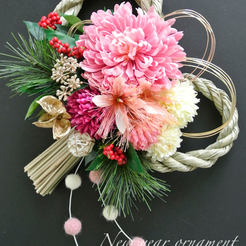 お正月しめ縄飾り ( ボンボンピンク ) アートフラワー ASATO 通販