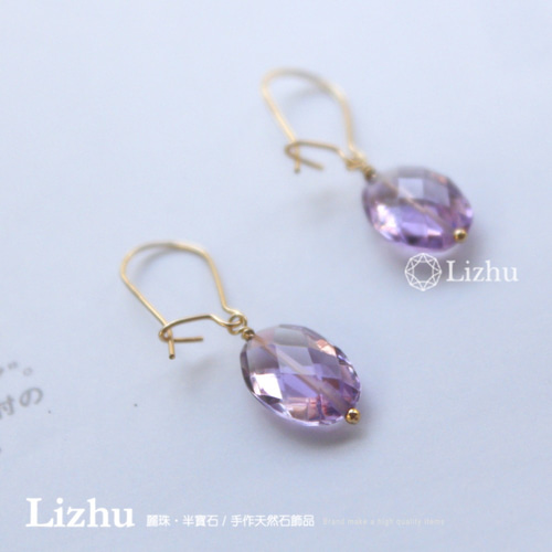 天然アメジストオリジナルデザインピアス