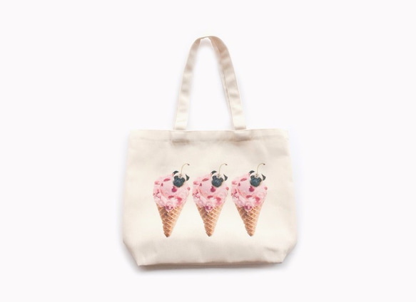 [YONG] 巴哥勇勇草莓冰淇淋購物袋 第1張的照片