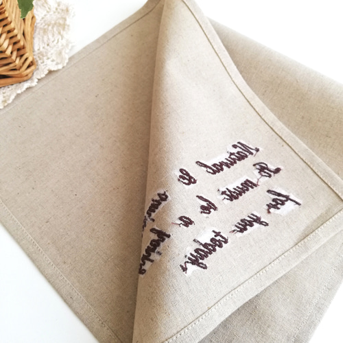 炊飯器カバー✿ ナチュラル ハーフリネン 英字刺繍入り 家電の目隠しに 