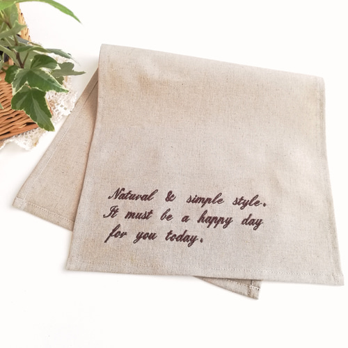 炊飯器カバー✿ ナチュラル ハーフリネン 英字刺繍入り 家電の目隠しに 
