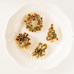 『クラシックなクリスマスキャンディースティックとリボンのブローチ』アンティーク調 6枚目の画像