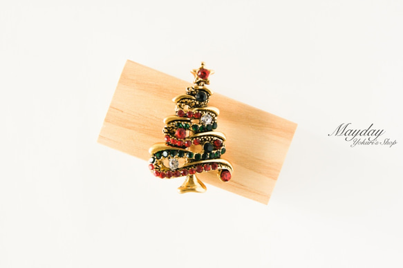 『クラシックなクリスマスツリーのブローチ』アンティーク調 3枚目の画像