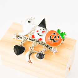 『Halloweenハロウィン～ハロウィンパーティ(かぼちゃ、お化け)のブローチ』秋 3枚目の画像