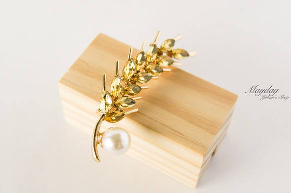 『収穫のシーズン- ゴールドの麦穂のブローチ』 4枚目の画像