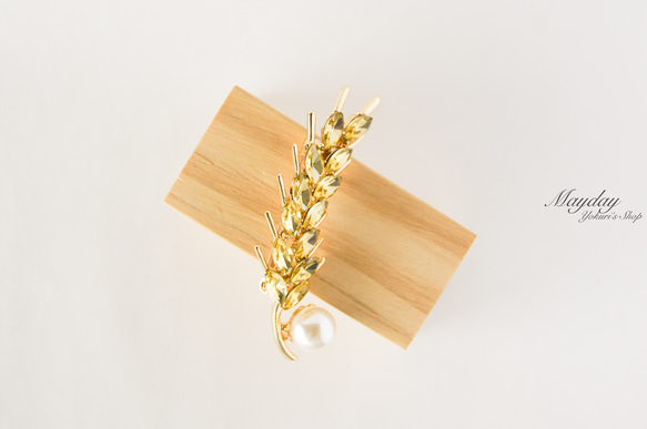 『収穫のシーズン- ゴールドの麦穂のブローチ』 5枚目の画像