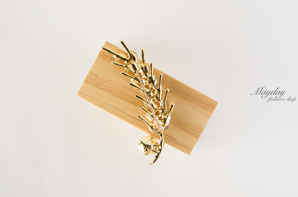 『収穫のシーズン- ゴールドの麦穂のブローチ』 6枚目の画像