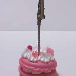 スイーツデコ　マカロンメモスタンド薄ピンク 3枚目の画像