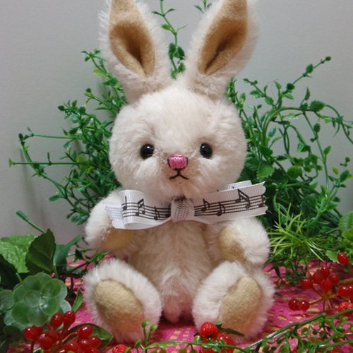 ハンドメイド テディベア うさぎのぬいぐるみ ブラウン