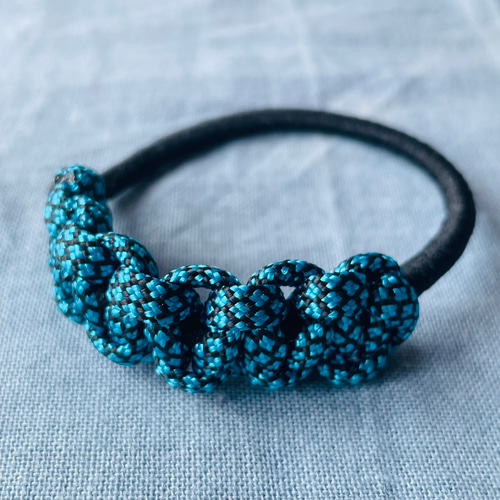 パラコード 美容師と作ったヘアゴム ブルーブラック 大人ヘアゴム 金属