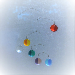 【虹色：バイカラー】彩りガラスのモビールサンキャッチャー（Creema限定） 4枚目の画像