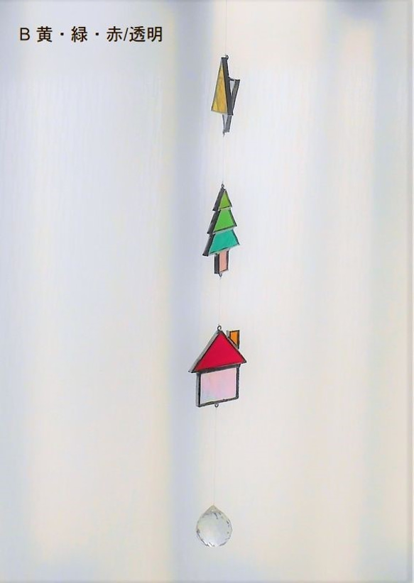 『Creema限定』ステンドグラスのクリスマスサンキャッチャー（六角星・ツリー・お家）：お好きな組み合わせ選べます 7枚目の画像