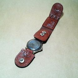 ベルトループ型　Wホック時計バンド （茶色、ラグ巾 16mm） 5枚目の画像