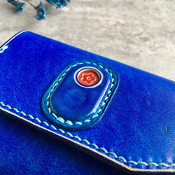 海ブルーの名刺入れ  本革の小財布  Business card case 5枚目の画像