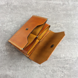 简约黃棕色手工牛皮名片夾 / 零錢包 / leather card wallet 第2張的照片