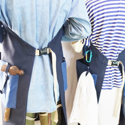 (紺×インディゴブルー)帆布エプロン2型・首掛けタイプ　Ｍ・Ｌサイズ 7枚目の画像