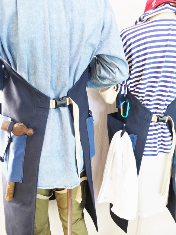(紺×インディゴブルー)帆布エプロン2型・首掛けタイプ　Ｍ・Ｌサイズ 7枚目の画像