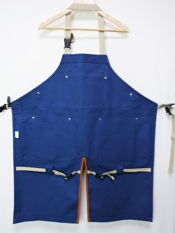 (インディゴブルー×紺)帆布エプロン2型・首掛けタイプ　Ｍ・Ｌサイズ 2枚目の画像