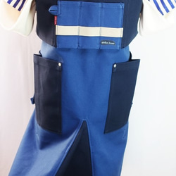 (インディゴブルー×紺)帆布エプロン2型・首掛けタイプ　Ｍ・Ｌサイズ 9枚目の画像