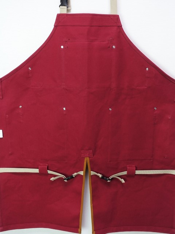 (赤ワイン×カラクレナイ)帆布エプロン2型・首掛けタイプ　Ｌサイズのみ 2枚目の画像