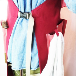 (赤ワイン×カラクレナイ)帆布エプロン2型・首掛けタイプ　Ｌサイズのみ 6枚目の画像