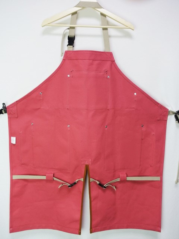 (カラクレナイ×赤ワイン)帆布エプロン2型・首掛けタイプ　Ｌサイズのみ 2枚目の画像