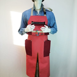 (カラクレナイ×赤ワイン)帆布エプロン2型・首掛けタイプ　Ｌサイズのみ 3枚目の画像
