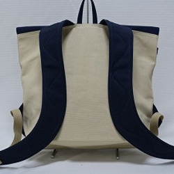 ８号帆布蓋巻きバックパック（サンドビーチ×紺　メキシコ綿　ＮＯ1） 3枚目の画像