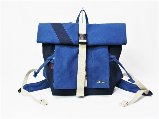 (小)帆布バックパック(紺×インディゴ）紺