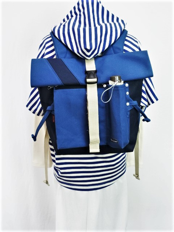 (小)帆布バックパック(紺×インディゴ）紺 9枚目の画像