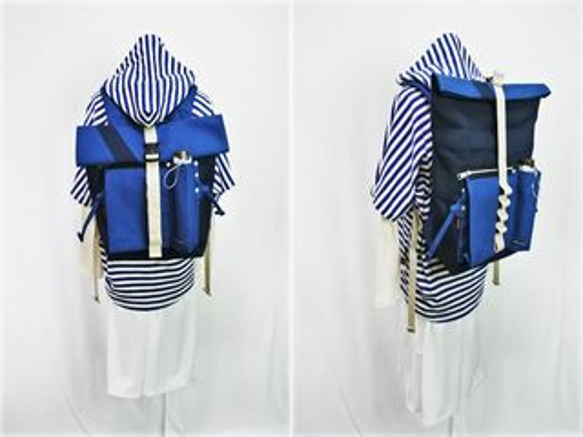 (小)帆布バックパック(紺×インディゴ）紺 10枚目の画像