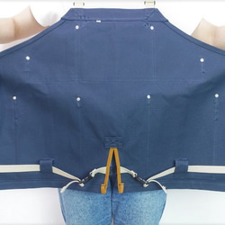 紺×インディゴ・イチョウ　８号帆布ショートサロペットエプロン　丈夫なエプロン　男女兼用です。 6枚目の画像