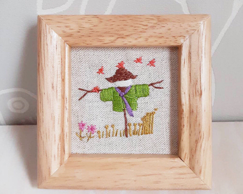刺繍フレーム かかし 案山子 稲 田 壁飾り インテリア雑貨 その他